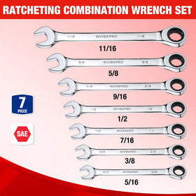 WORKPRO CR-V steel wrenches with chrome finish highlight durability and rust resistance.
