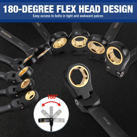 WORKPRO ratcheting wrenches with anti-slip teeth provide secure grip for precise work.