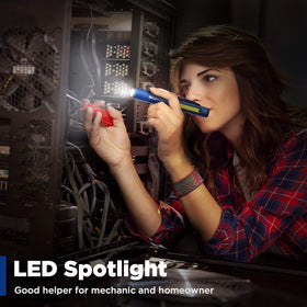 WORKPRO rechargeable flashlight side view highlighting compact aluminum body for portability