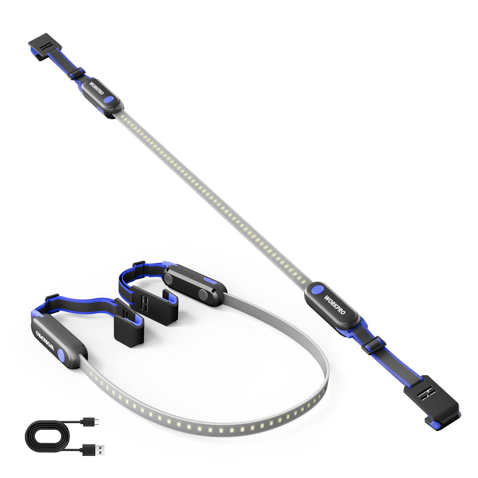 WORKPRO underhood light with a 25-inch strip providing wide, even car repair illumination.