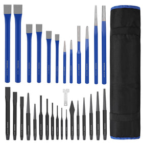 WORKPRO roll-up pouch keeps punch and chisel tools organized for on-the-go jobs.