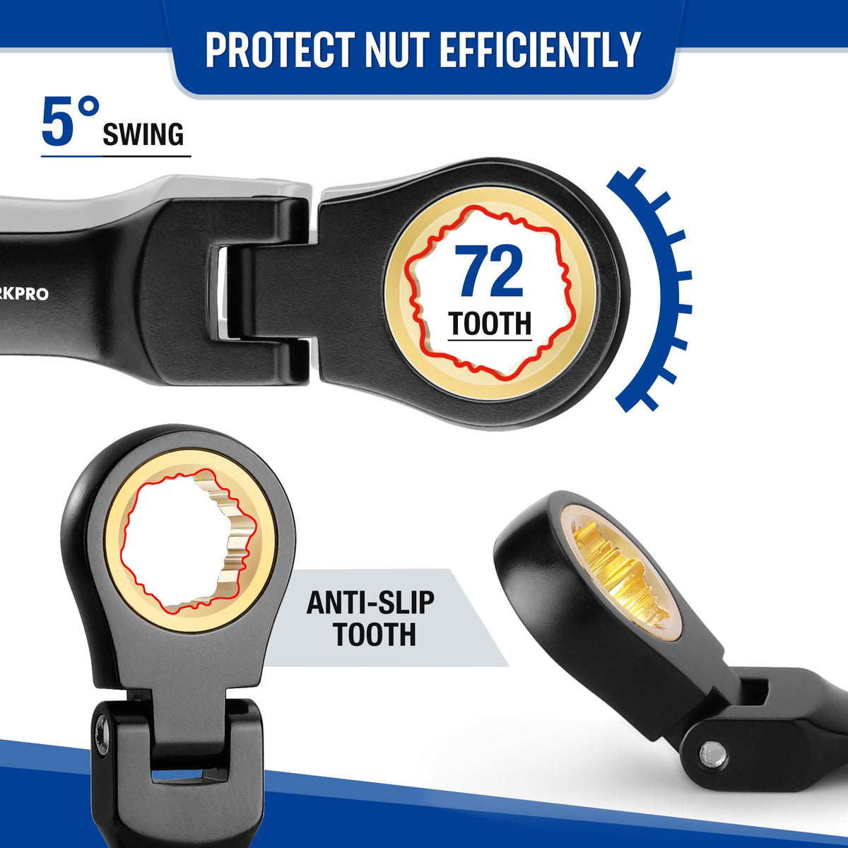 WORKPRO rolling pouch keeps eight wrenches organized and portable.