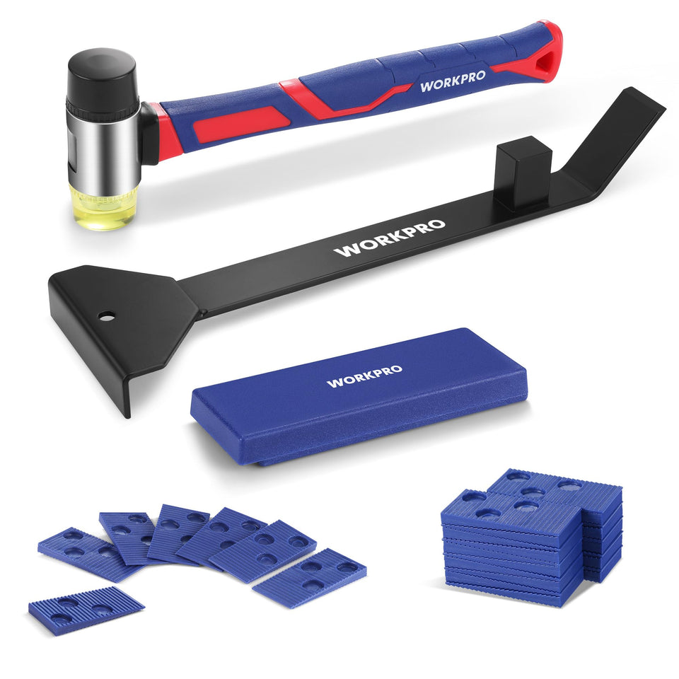 WORKPRO rubber mallet with fiberglass handle for smooth, controlled installation strikes
