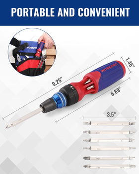 WORKPRO S2 steel bits with 1/4 inch hex shank ensure durable performance.