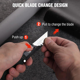 WORKPRO sandblasted finish box cutter resists rust and maintains smooth feel
