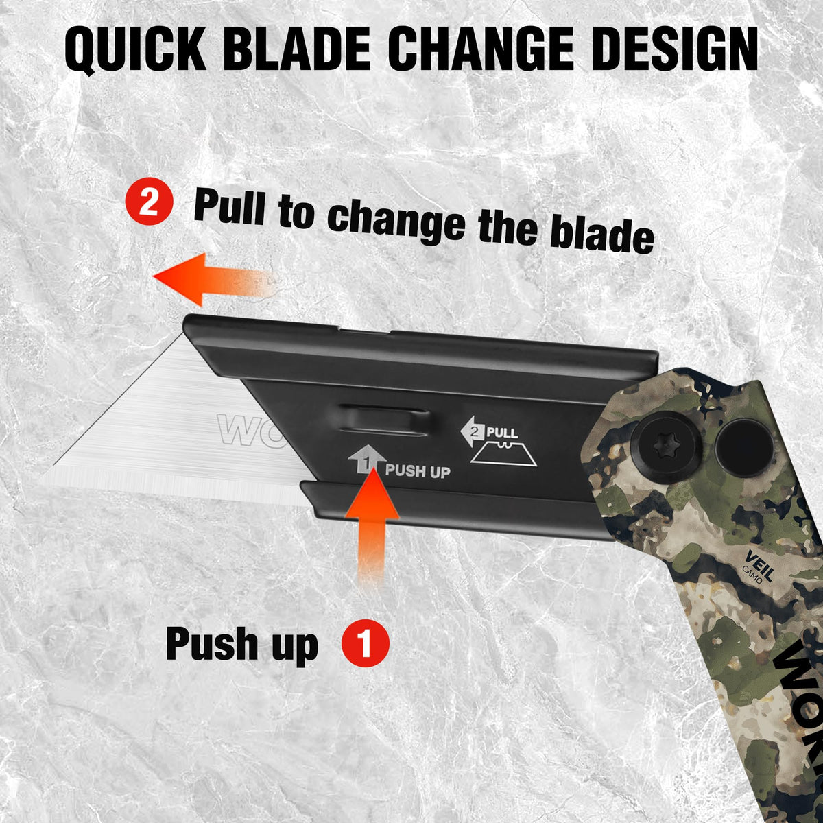 WORKPRO sandblasted finish knife body resists rust and stays comfortable to handle.