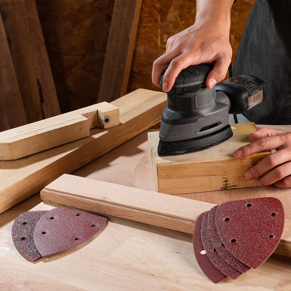 WORKPRO 80 grit pad balances aggressive removal with a smoother finish.