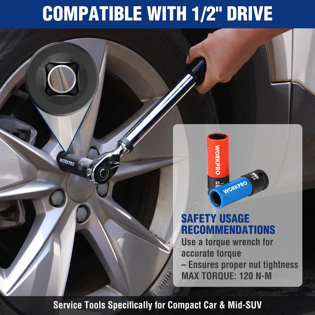 WORKPRO scratch-resistant inserts shield lug nuts and wheels from scratches