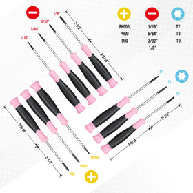 Workpro screwdriver set neatly displayed in pink pouch for easy transport and organized storage