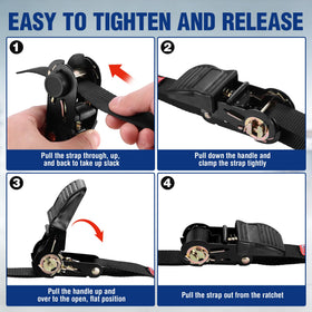 WORKPRO 4-pack provides versatile tie-downs for appliances, motorcycles, or ATVs.