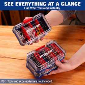 WORKPRO small parts organizer compact storage saves space in garage or workshop