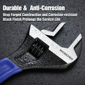 Workpro smooth jaw adjustment ensures snug grip on fasteners