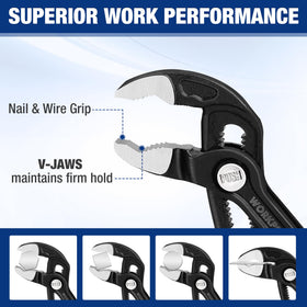 WORKPRO Smooth Jaw grips fasteners without scratching delicate surfaces