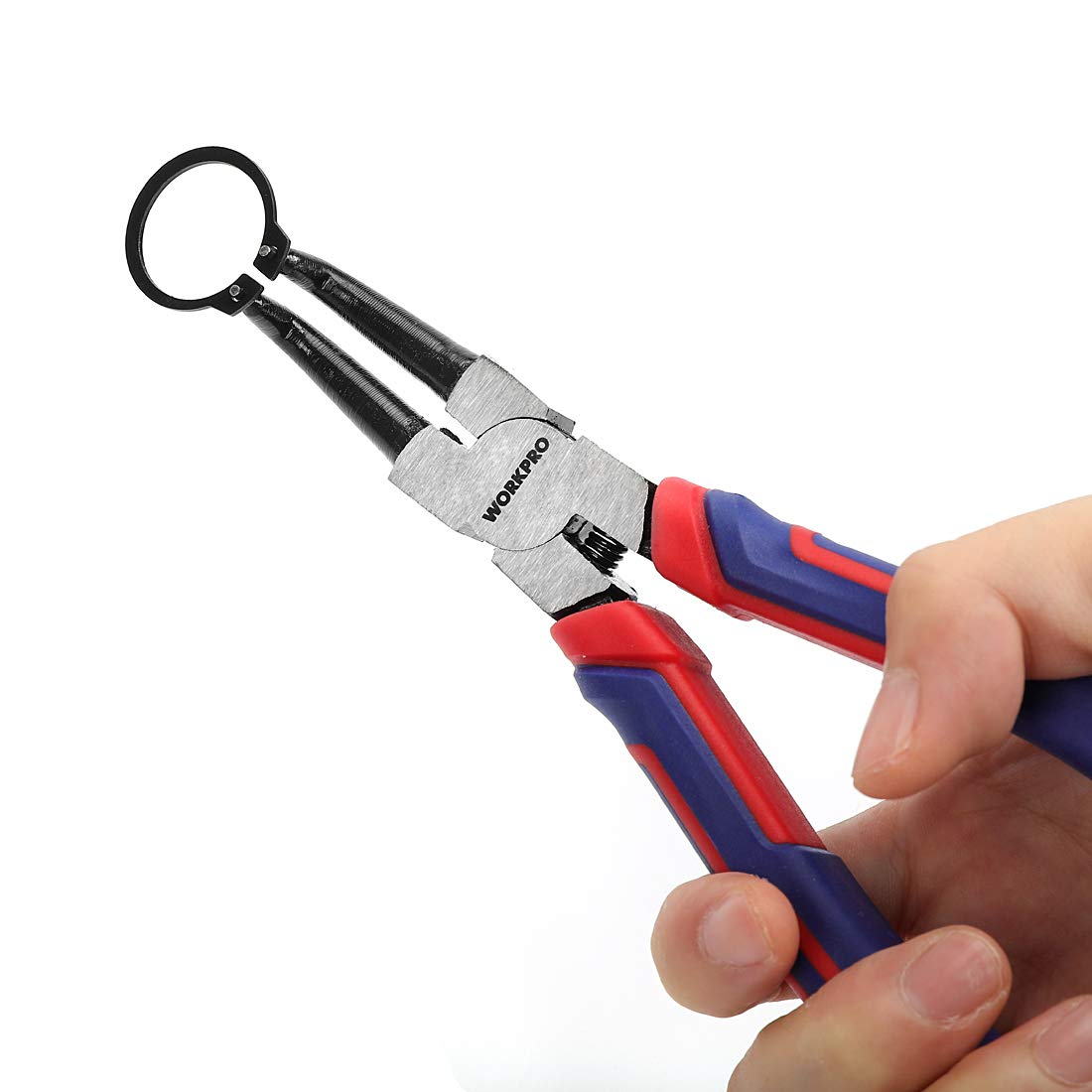 WORKPRO spring-loaded ergonomic handles reduce hand fatigue during use.