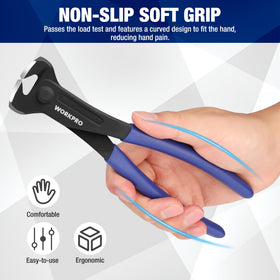 WORKPRO soft grip handle close-up illustrating comfortable non-slip grip