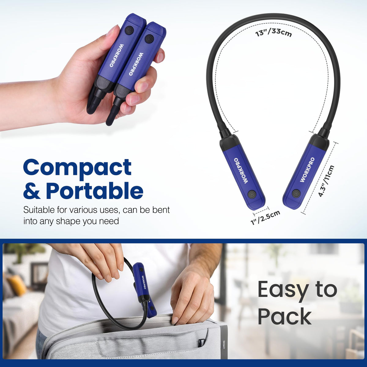 WORKPRO soft silicone strap provides comfortable wear during long reading sessions.