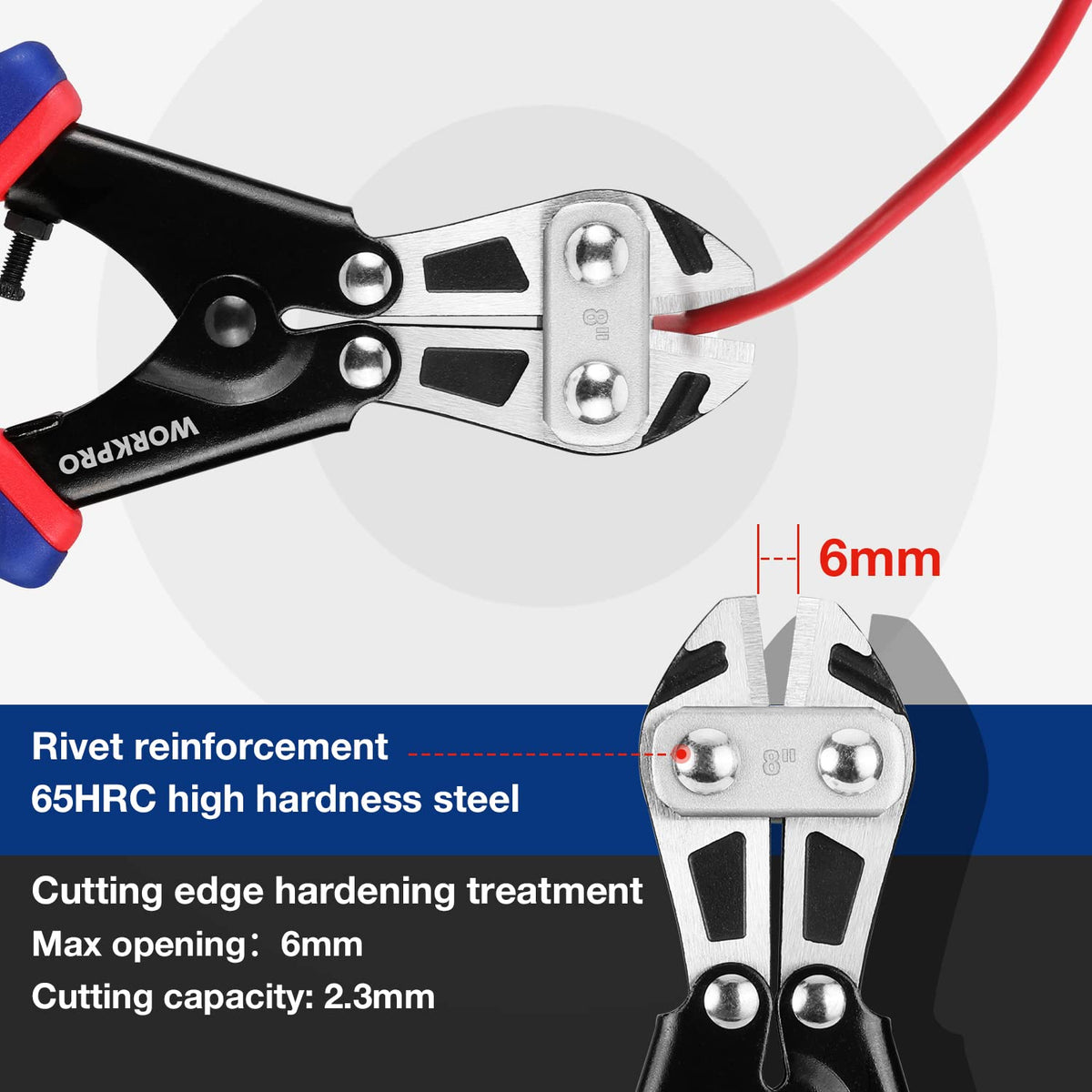 WorkPRO spring-loaded bolt cutter demonstrating quick reset for rapid tasks