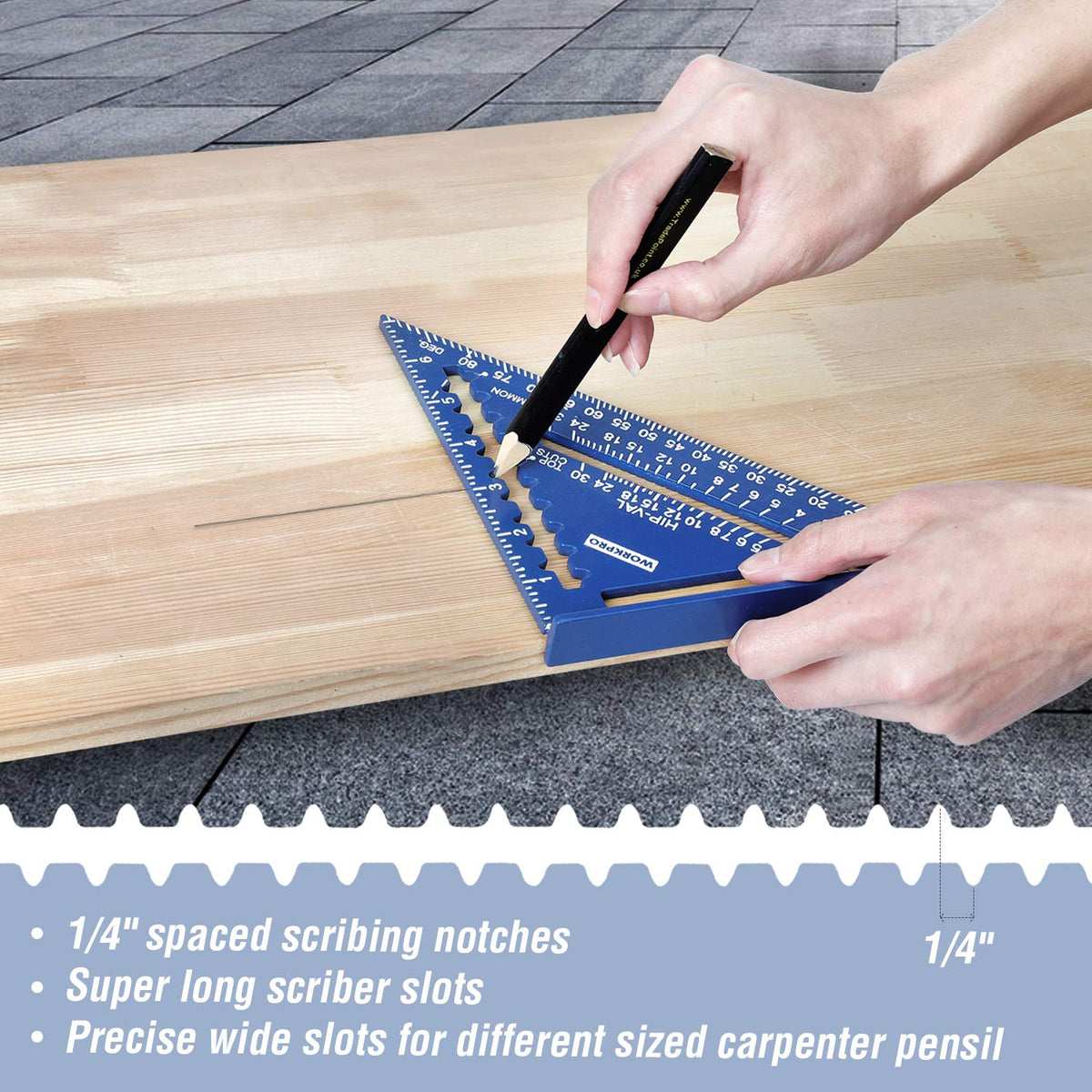 WORKPRO stainless steel ruler with matte finish improves legibility.