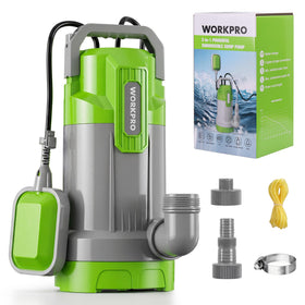 WorkPro Sump Pump 1HP delivers rapid drainage for pools and basements