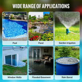 Portable submersible design suitable for pools, basements, ponds, and gardens