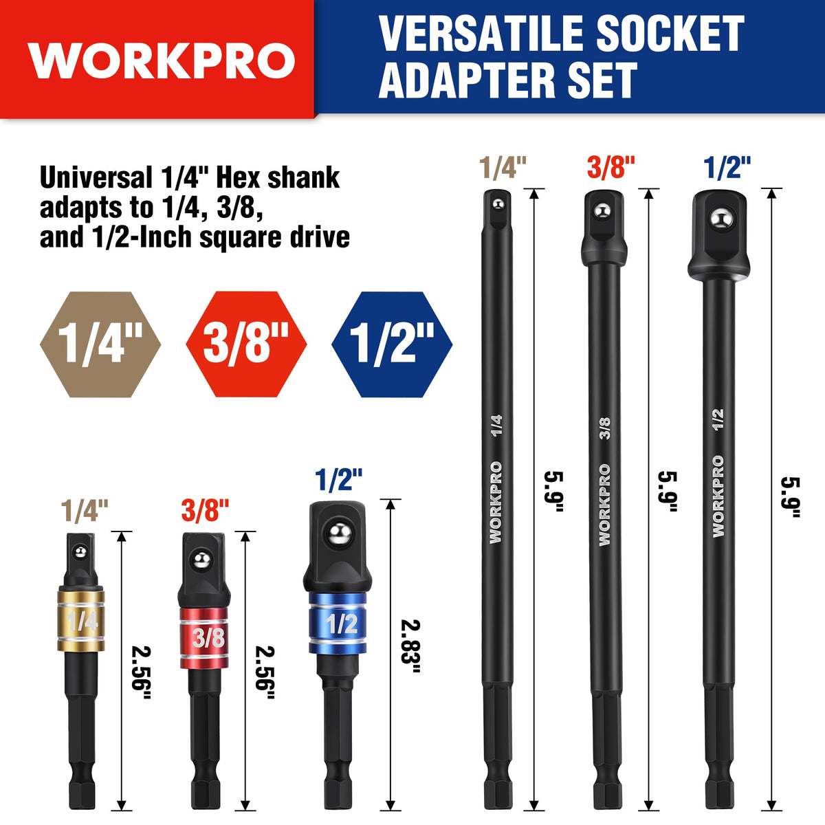 WORKPRO swivel universal socket adapter enabling flexible access in tight spaces.