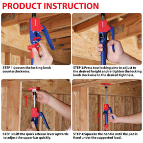 WORKPRO telescopic pole with aluminum handle delivers smooth height changes.