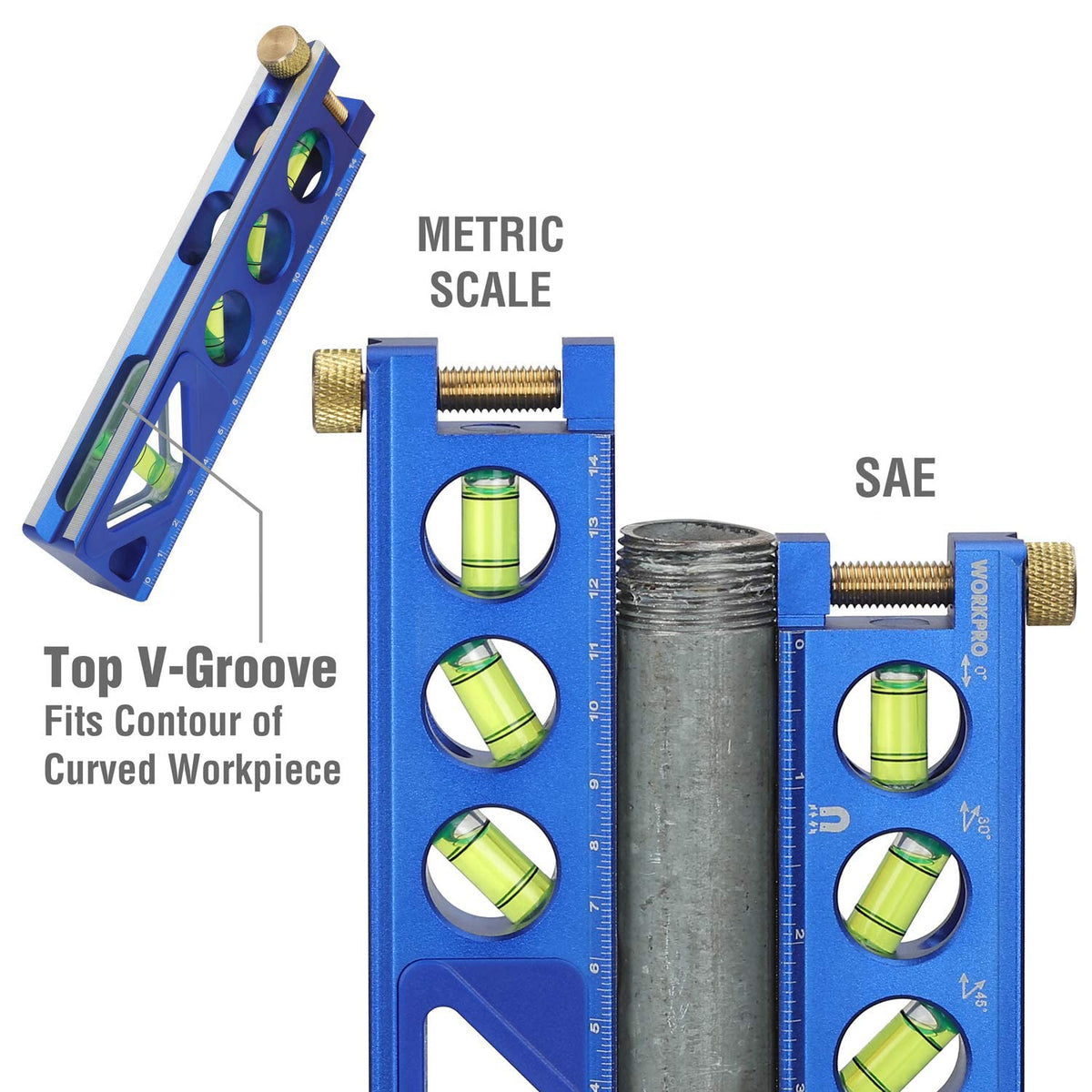 WorkPRO Torpedo Level four-angle bubble visibility for fast readings