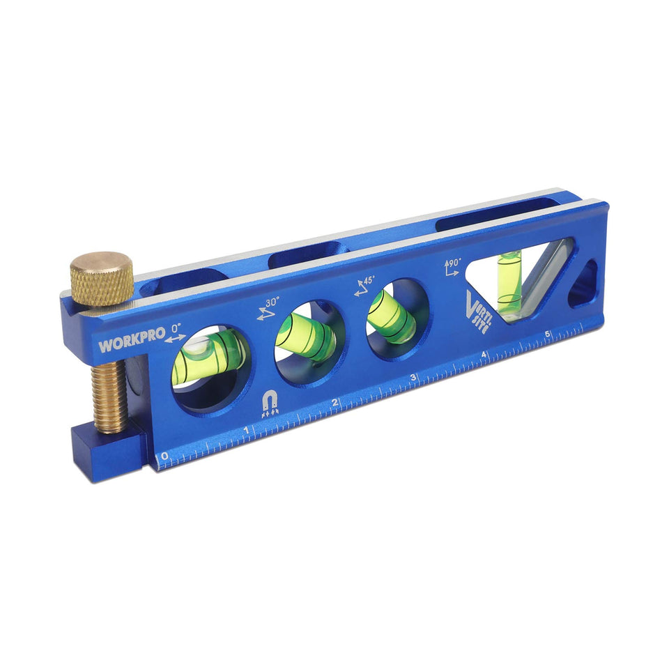 WorkPRO Torpedo Level front view with magnets for quick secure mounting