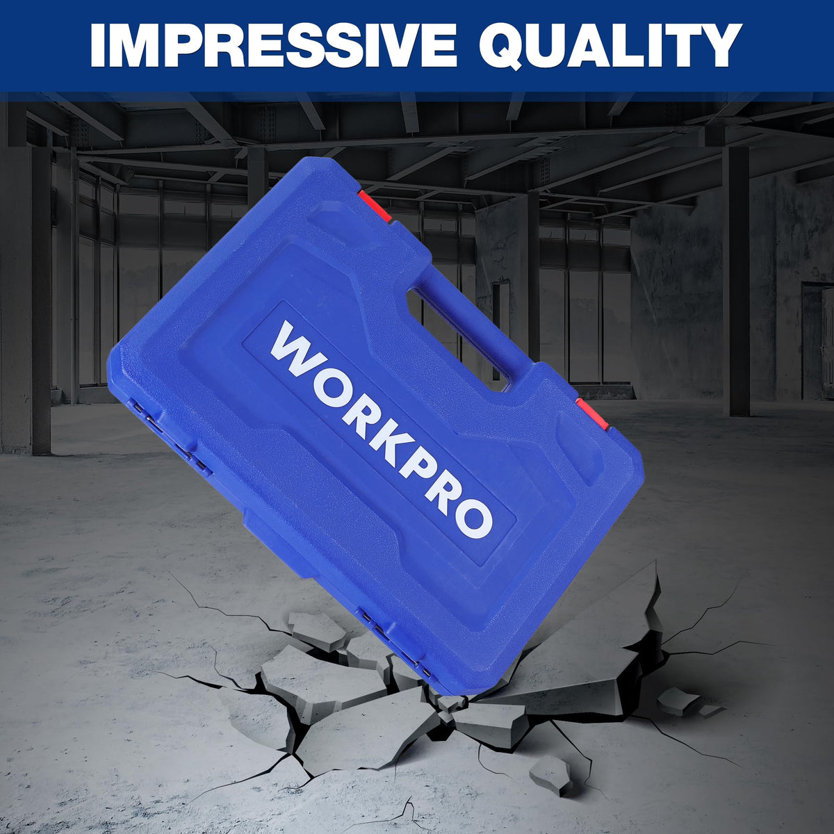 WORKPRO black phosphate-coated sockets resist wear during heavy use.