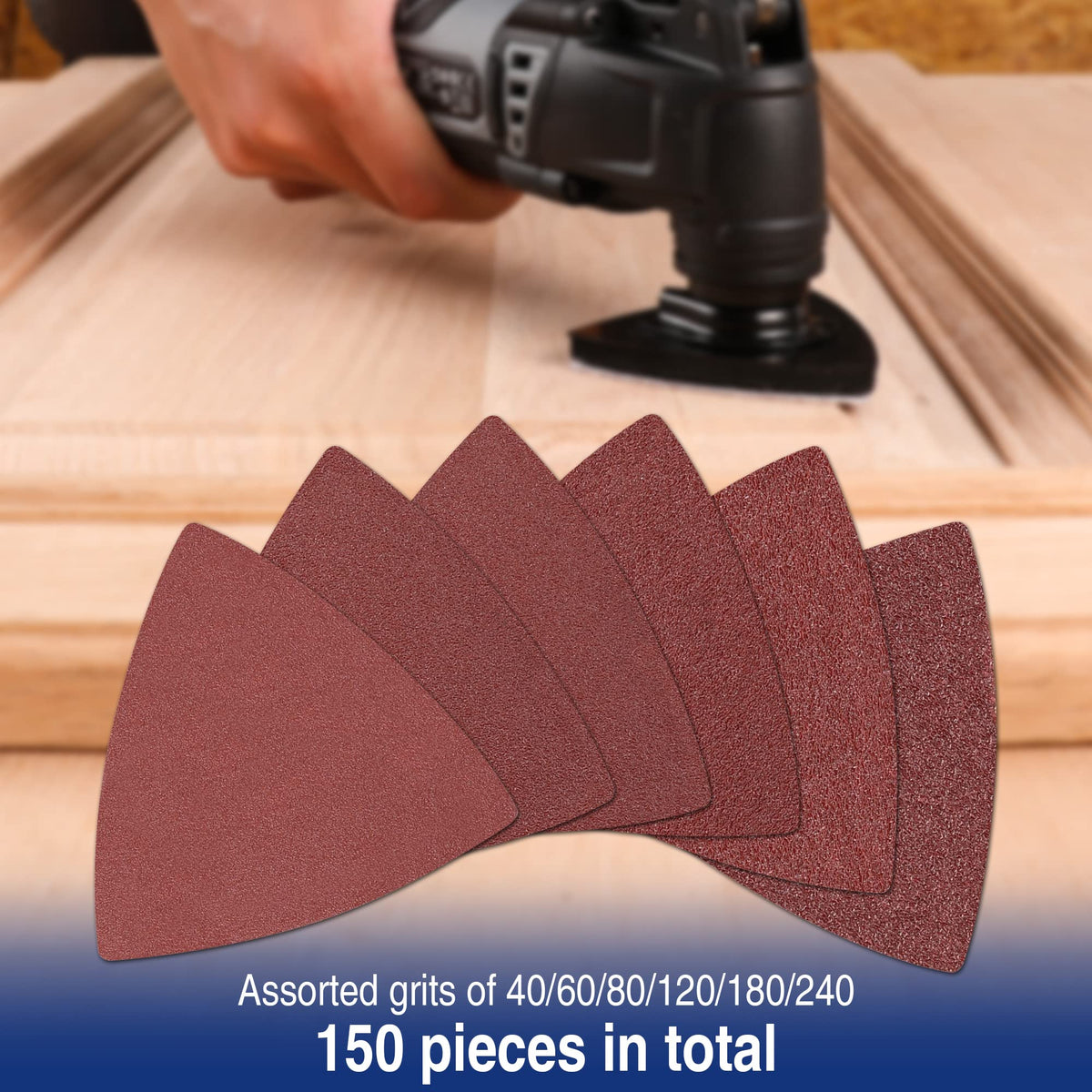 WORKPRO triangle sanding pad – six-grit set for versatility across projects