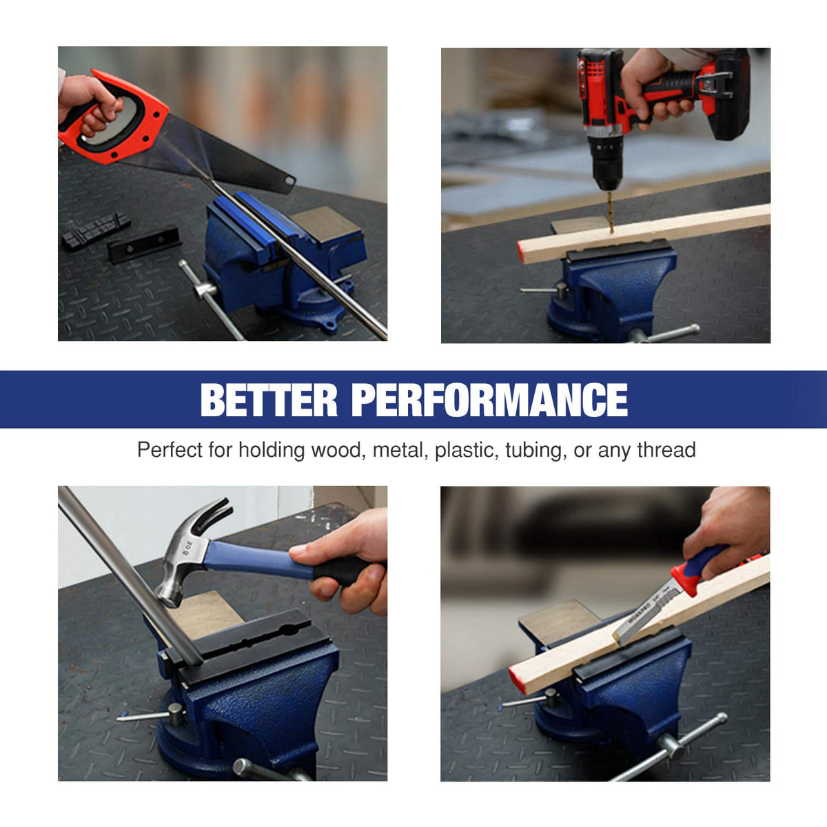 WORKPRO two-pack vise pad set protects surfaces across wood metal and plastic