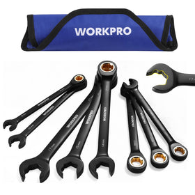 WORKPRO upgraded 8-piece wrench set with quick-slide open end for efficiency