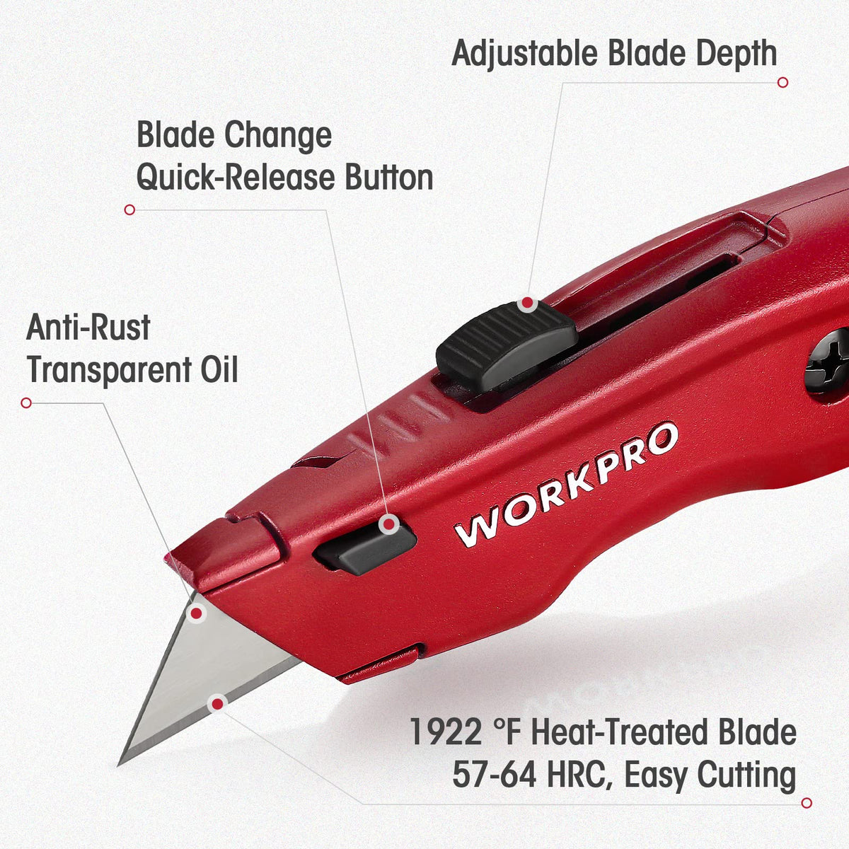 WORKPRO blade-change with quick-release for easy maintenance