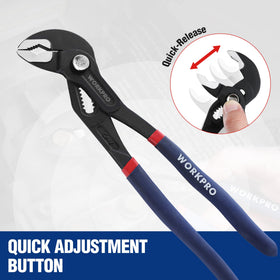 WORKPRO V-jaw design provides multiple contact points for a secure grip.