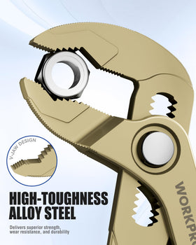 WORKPRO V-Jaw grips multiple surfaces for secure turning.