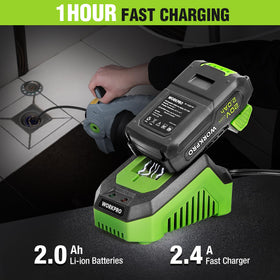 WORKPRO variable-speed trigger to match pace to the clog.