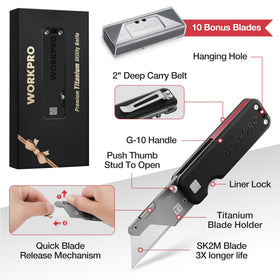 WORKPRO versatile cutting across cardboard, carpet, drywall, vinyl, and more.