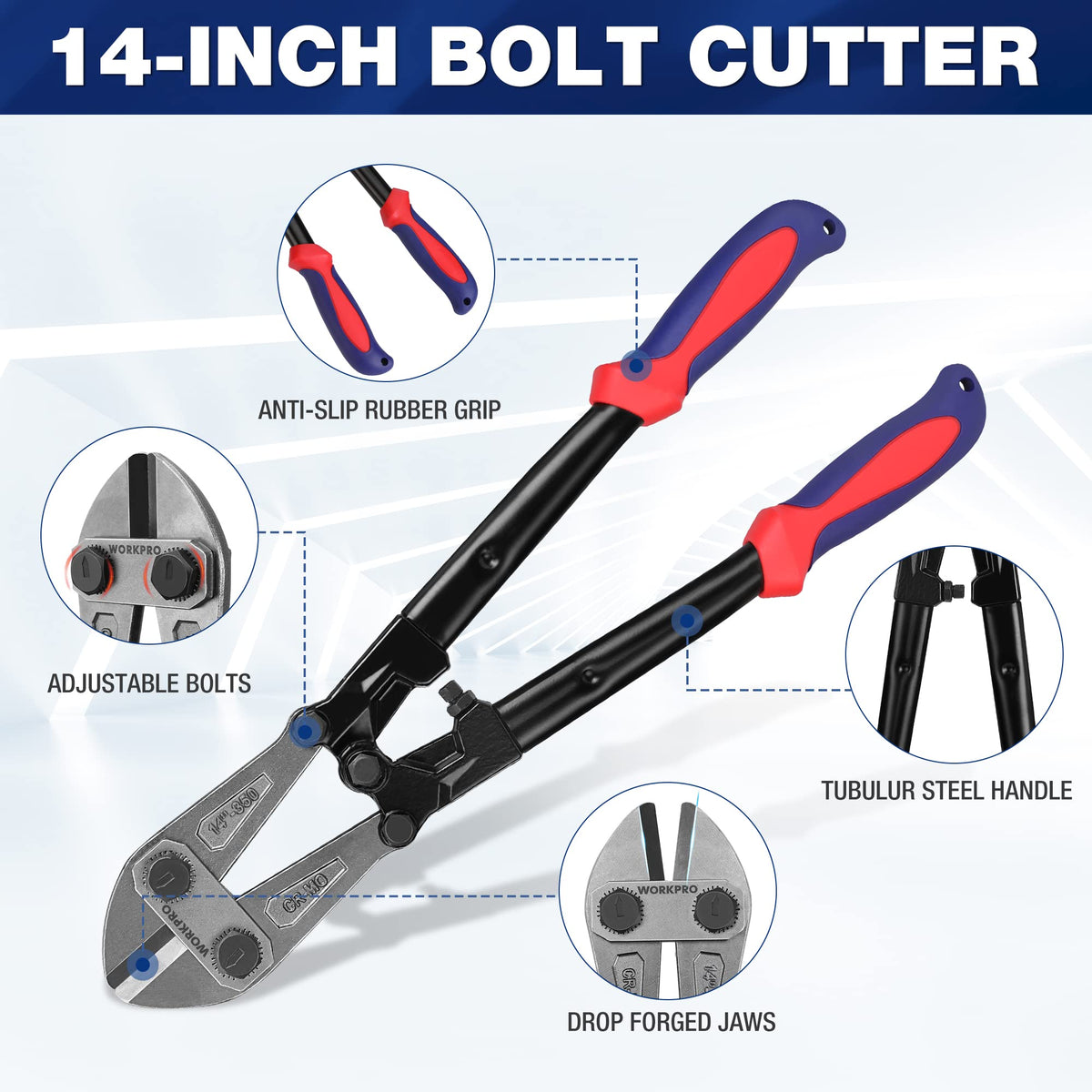 WORKPRO W017004A chrome molybdenum steel jaws ensure durable performance
