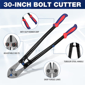 WORKPRO W017007A full-length bolt cutter shows ergonomic leverage for easier cutting.