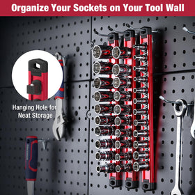 WORKPRO socket tray wall-mount hole enables secure hanging on metal surfaces.