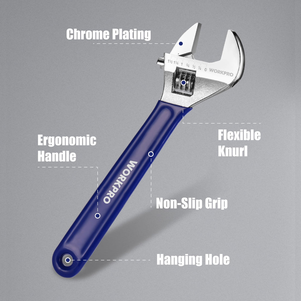 WORKPRO wall-mount storage wrench keeps tools organized and within reach.