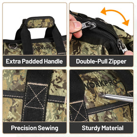 WORKPRO waterproof Oxford fabric shields tools in wet conditions.