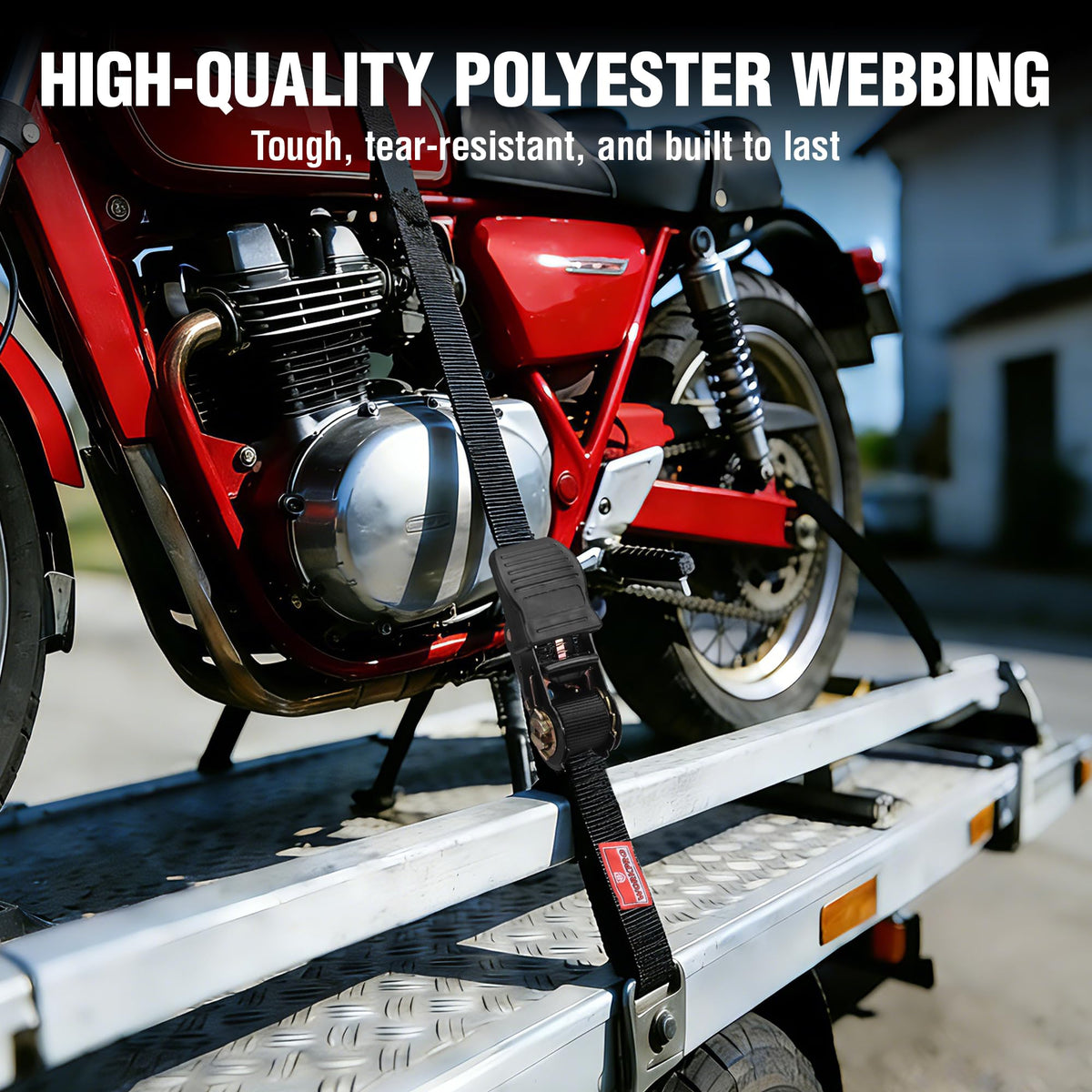 WORKPRO wear-resistant polyester strap resists fray under demanding use.