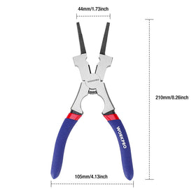 Close-up of spring-loaded handle on WORKPRO pliers reducing fatigue.