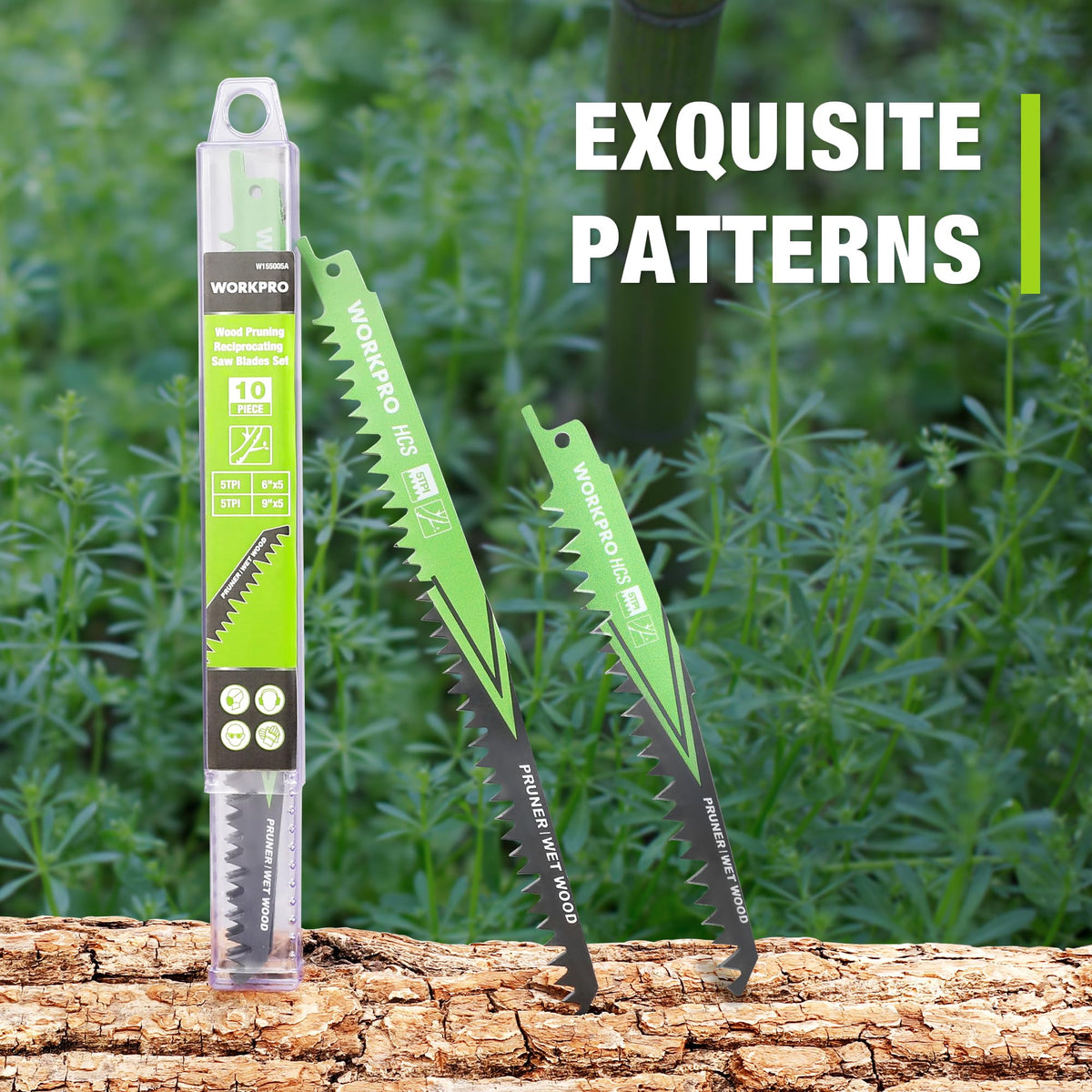 WORKPRO blades cut wet wood efficiently in outdoor pruning tasks