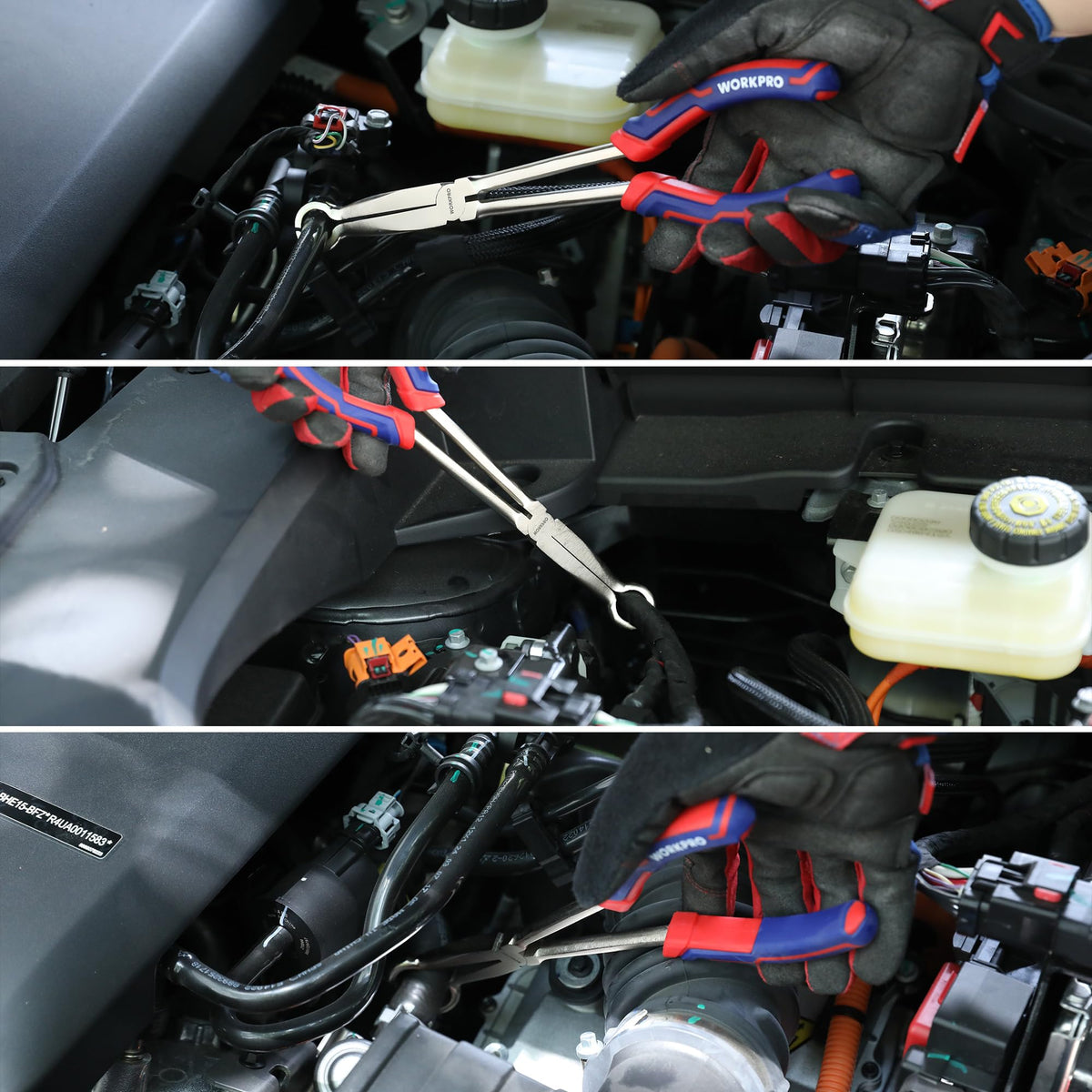 WORKPRO wide-application pliers support car maintenance and mechanical work.