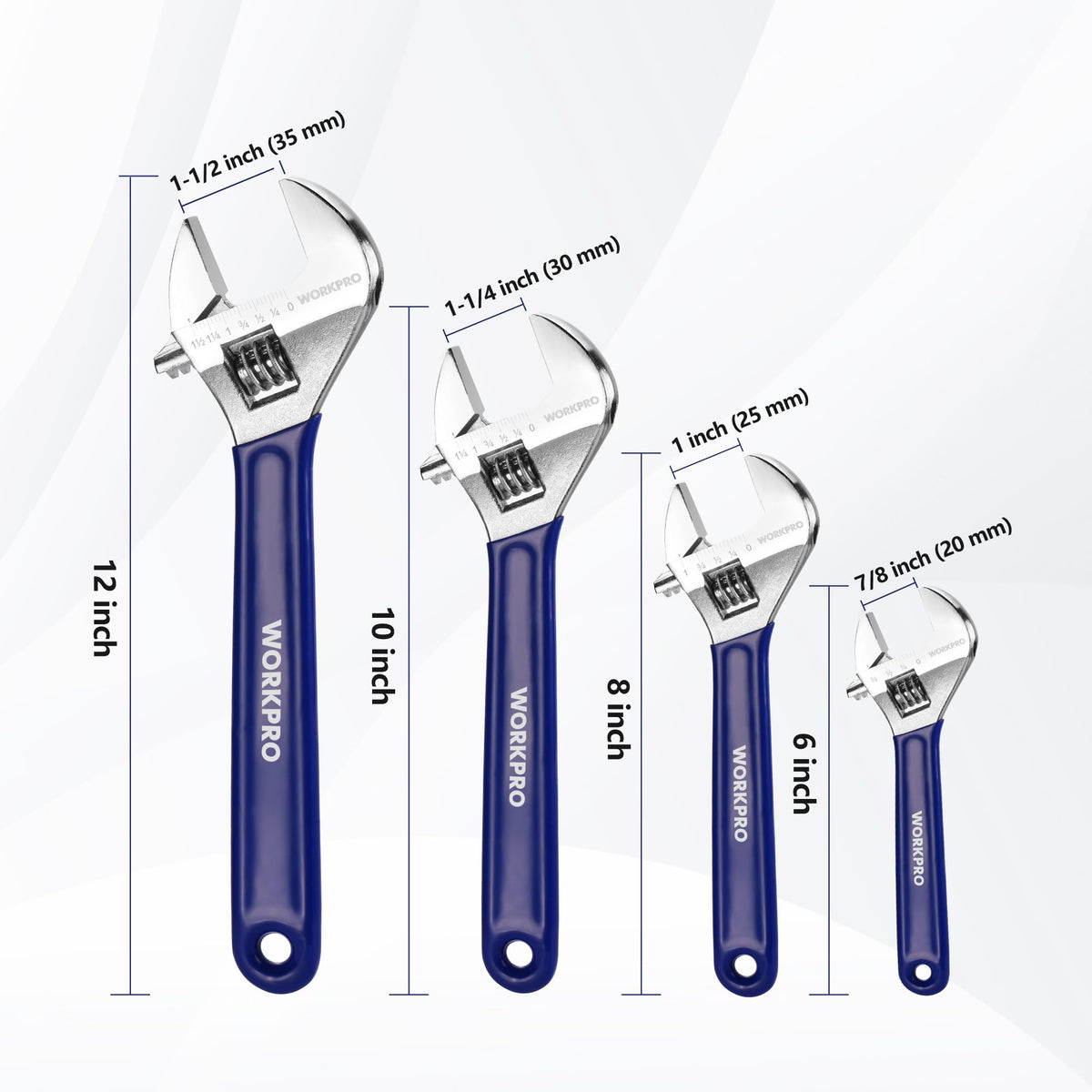 WORKPRO wide jaw wrench 8-inch provides smooth action for mid-size fasteners and automotive tweaks.