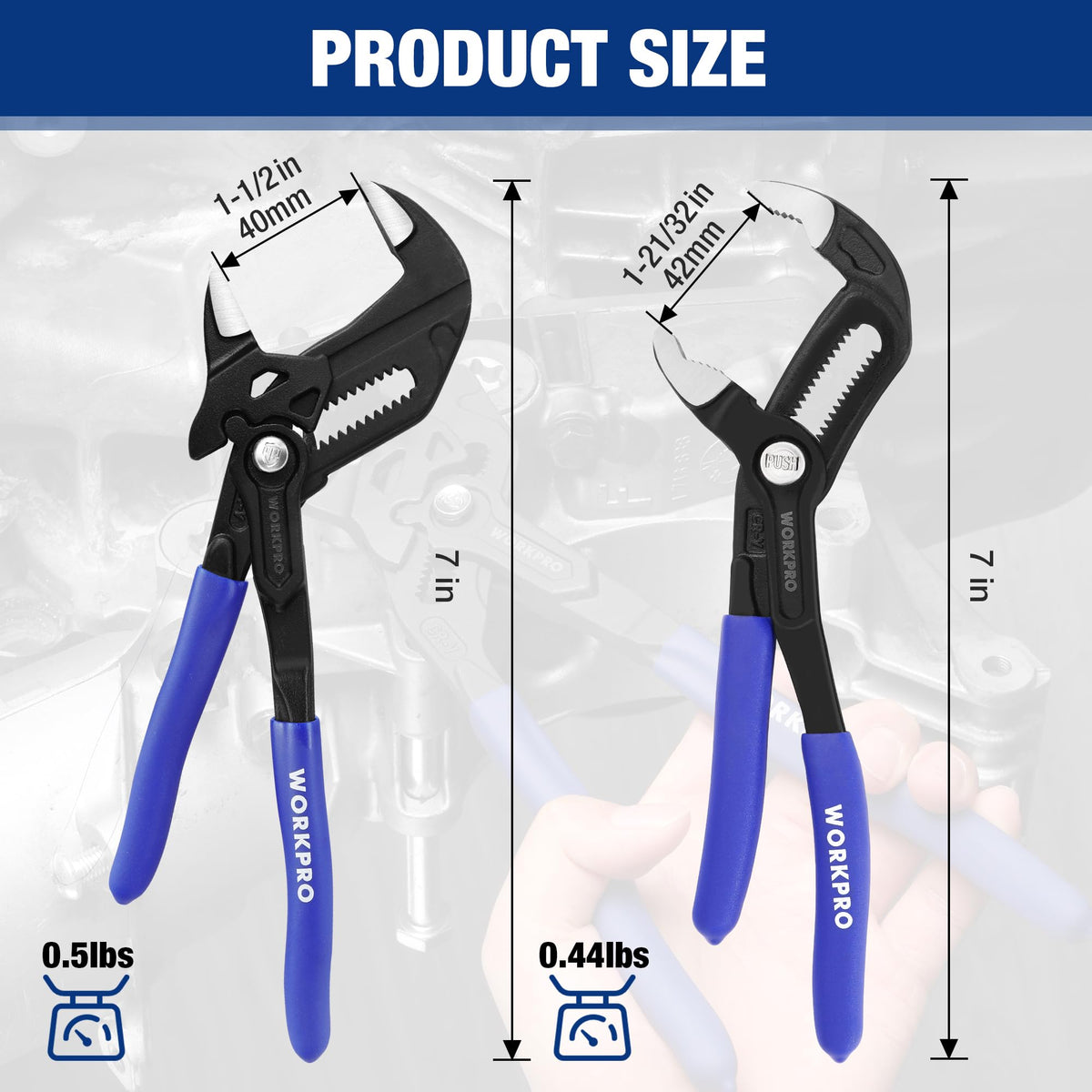 WORKPRO Wide opening improves access for plumbing tasks