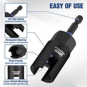 WORKPRO Wing Nut Driver 12mm: versatile size for common wing nuts and eye bolts.