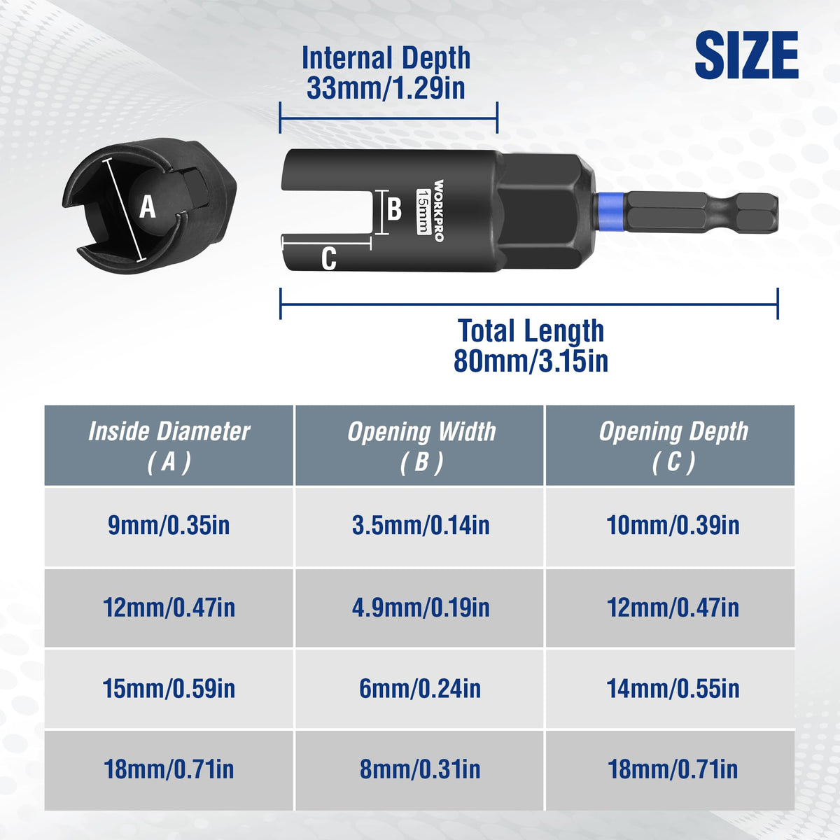 WORKPRO Wing Nut Driver 18mm: handles larger wing nuts with ease.